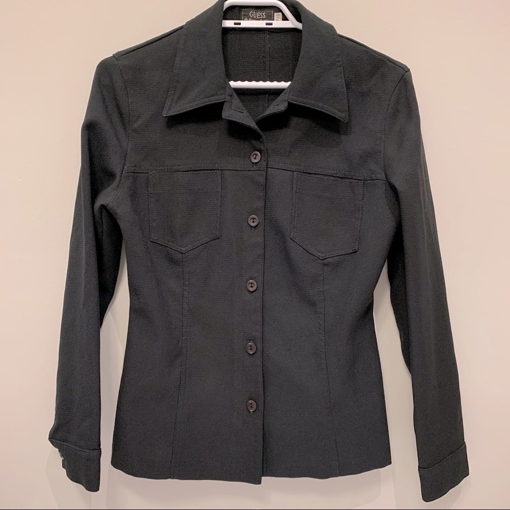 Guess Jeans Women’s Button Up Shirt Top, Black Size Small